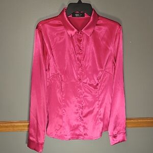 AKIRA Fuchsia Satin Button Down Shirt